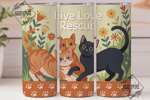 Live Love Rescue 20oz Tumbler Wrap Sublimation sassyprint 