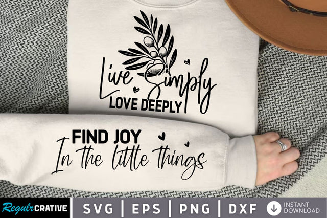 Live Simply Love Deeply Sleeve SVG, Boho Inspirational SVG, Love Yourself SVG, Positive Quotes SVG Design SVG Regulrcrative 