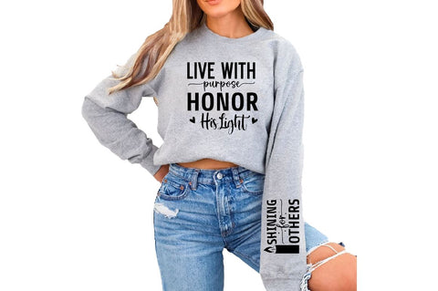 Live with Purpose Honor His Light Sleeve SVG Design, Christian Sleeve SVG, Faith SVG Design, Jesus Sleeve SVG SVG Regulrcrative 