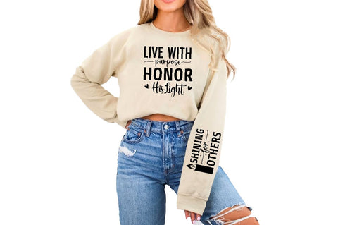 Live with Purpose Honor His Light Sleeve SVG Design, Christian Sleeve SVG, Faith SVG Design, Jesus Sleeve SVG SVG Regulrcrative 