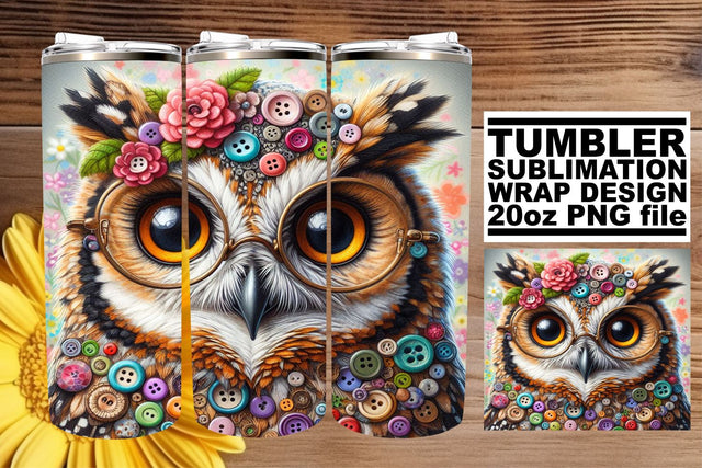 Lively Bird Owl Tumbler Art: Dynamic Appeal Sublimation afrosvg 