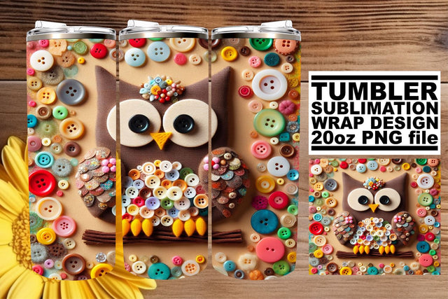 Lively Bird Owl Tumbler Art: Energetic Expression Sublimation afrosvg 