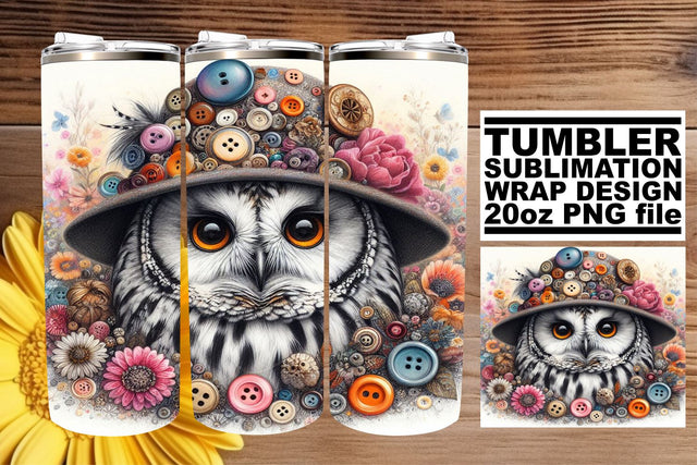 Lively Bird Owl Tumbler Art for Sublimation Printing Sublimation afrosvg 