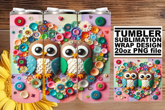 Lively Bird Owl Tumbler Art: Playful Style Sublimation afrosvg 