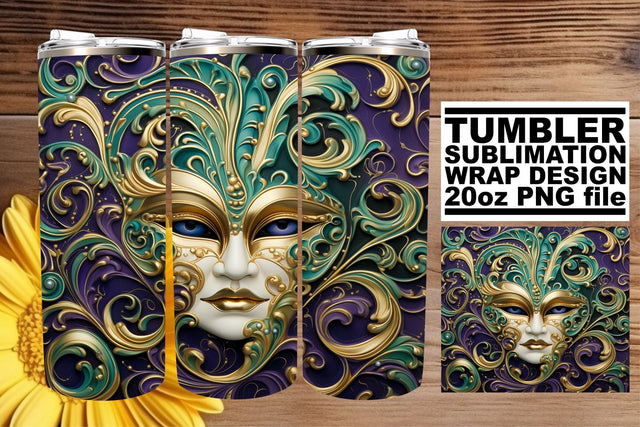 Lively Mardi Gras Tumbler Art Sublimation afrosvg 