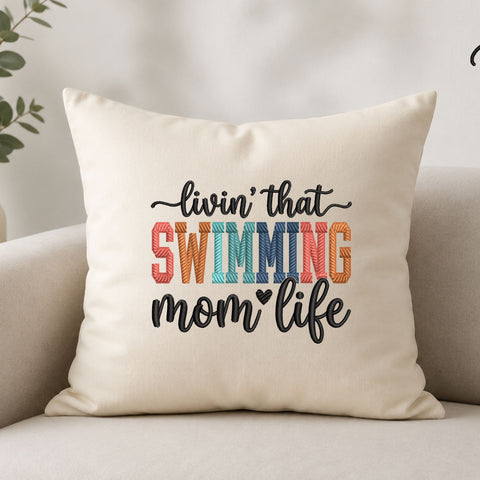 Livin’ That Swimming Mom Life Machine Embroidery Design – Swim Mom Sports Embroidery File Embroidery/Applique DESIGNS PatternFeed8 