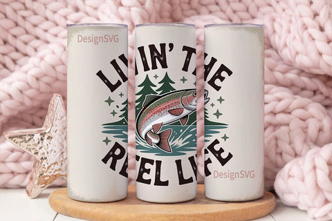 Livin' The Reel Life 20oz Tumbler Sublimation DesignSVG 