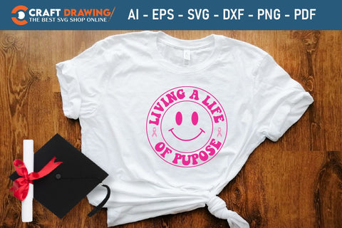 Living A Lfe Of Pupose Breast Cancer SVG, Pink Awareness Ribbon Svg, Heal Cancer Svg, Cancer Awareness Svg, Fight Cancer Svg, Cancer, Svg Files For Cricut SVG Debashish Barman 