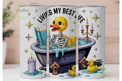 Living My Best Life Duck Skeleton PNG Sublimation PixelChick 