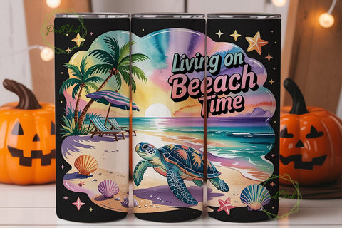 Living on Beach Time 20oz Tumbler Sublimation PixelChick 