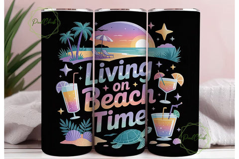 Living on Beach Time 20oz Tumbler Sublimation PixelChick 