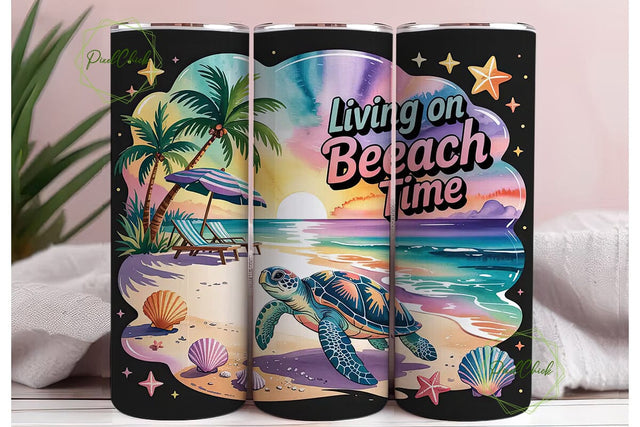 Living on Beach Time 20oz Tumbler Sublimation PixelChick 