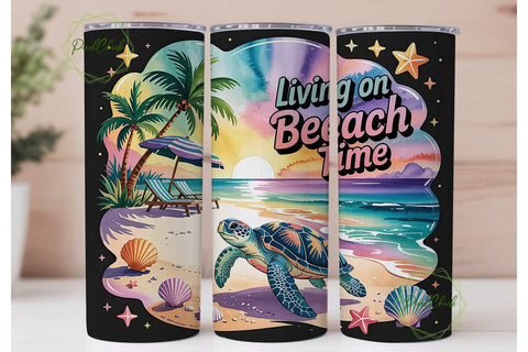 Living on Beach Time 20oz Tumbler Sublimation PixelChick 