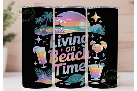 Living on Beach Time 20oz Tumbler Sublimation PixelChick 