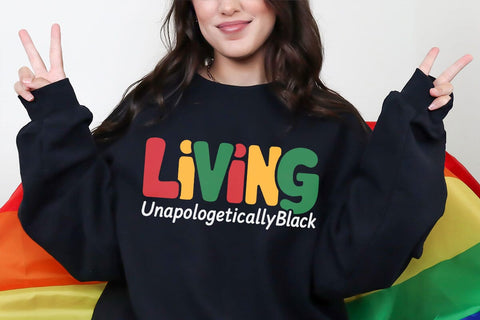 Living Unapologetically Black, Black History Month Not Like Us Juneteenth Queen King Rap HipHop Melanin Cricut Silhouette SVG DesignDestine 