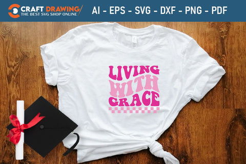 Living With Grace Breast Cancer SVG, Pink Awareness Ribbon Svg, Heal Cancer Svg, Cancer Awareness Svg, Fight Cancer Svg, Cancer, Svg Files For Cricut SVG Debashish Barman 