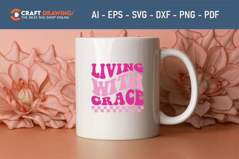 Living With Grace Breast Cancer SVG, Pink Awareness Ribbon Svg, Heal Cancer Svg, Cancer Awareness Svg, Fight Cancer Svg, Cancer, Svg Files For Cricut SVG Debashish Barman 