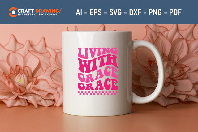 Living With Grace Grace Breast Cancer SVG, Pink Awareness Ribbon Svg, Heal Cancer Svg, Cancer Awareness Svg, Fight Cancer Svg, Cancer, Svg Files For Cricut SVG Debashish Barman 