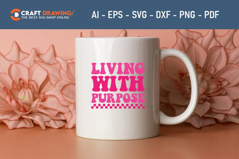 Living With Purpose Breast Cancer SVG, Pink Awareness Ribbon Svg, Heal Cancer Svg, Cancer Awareness Svg, Fight Cancer Svg, Cancer, Svg Files For Cricut SVG Debashish Barman 