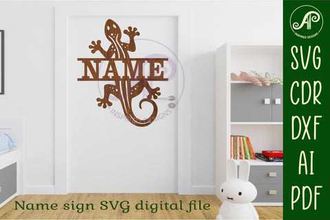 Lizard design name sign svg laser cut SVG APInspireddesigns 