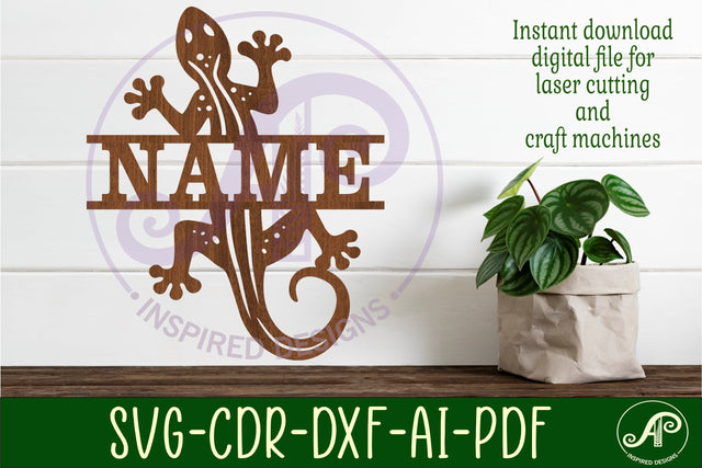 Lizard design name sign svg laser cut SVG APInspireddesigns 
