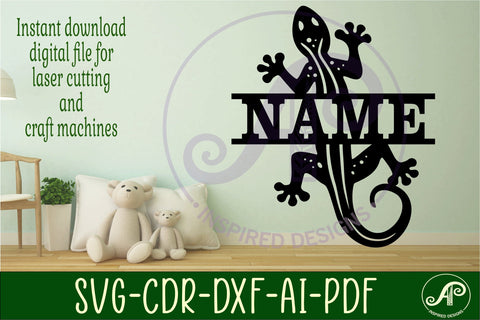 Lizard design name sign svg laser cut SVG APInspireddesigns 