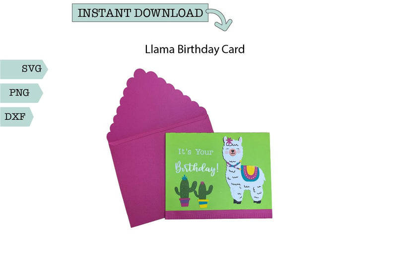 Llama Birthday Card SVG Sharia Morton Designs 