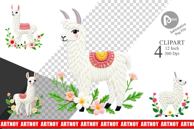 Llama Embroidery Clipart Sublimation artnoy 