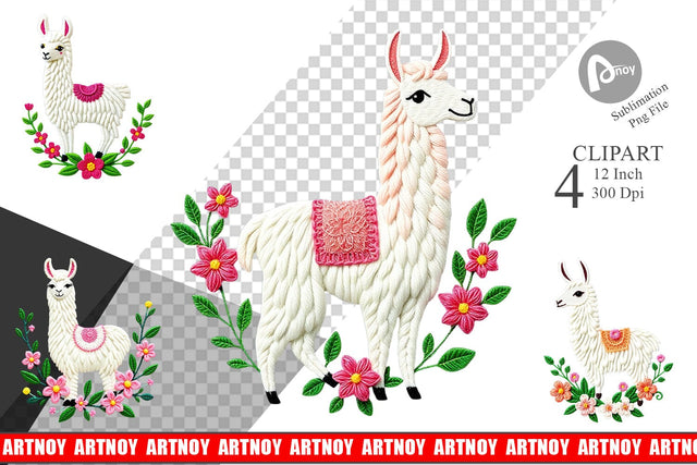 Llama Embroidery Clipart Sublimation artnoy 