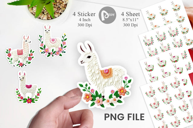 Llama Embroidery Sticker Sublimation artnoy 