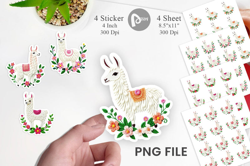 Llama Embroidery Sticker Sublimation artnoy 