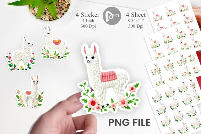 Llama Embroidery Sticker Sublimation artnoy 