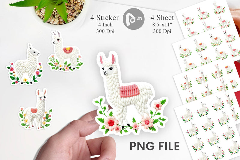 Llama Embroidery Sticker Sublimation artnoy 