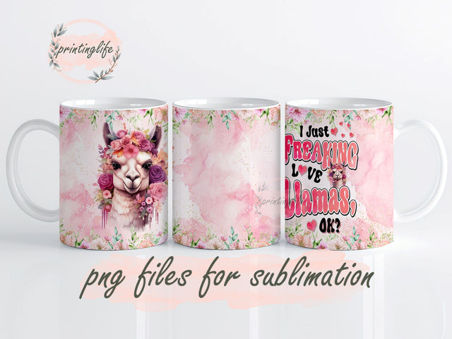 Llama Mug Wrap Design, Instant Digital Design Download Mug Wrap Design, Mug Design PNG Sublimation PrintingLife 