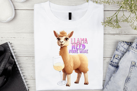 Llama need more wine Sublimation Design Sublimation Regulrcrative 