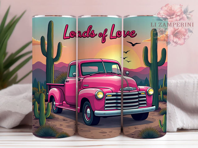 Loads of Love Pink Truck Tumbler Wrap, Pink Truck Tumbler, Loads of Love, 20oz Tumbler Wrap, Sublimation Design, Western Decor, Cute Gift Idea, Rustic Drinkware Sublimation Li Zamperini 