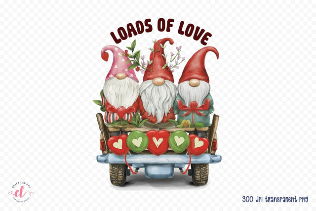 Loads of Love, Valentines Day Gnomes PNG Sublimation CraftLabSVG 