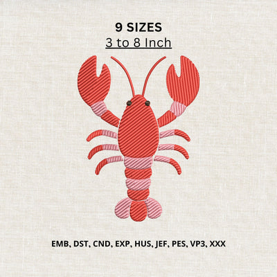Lobster Machine Embroidery Design – Cute Red Lobster Seafood Coastal Embroidery File Embroidery/Applique DESIGNS PatternFeed8 