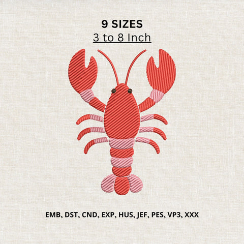 Lobster Machine Embroidery Design – Cute Red Lobster Seafood Coastal Embroidery File Embroidery/Applique DESIGNS PatternFeed8 