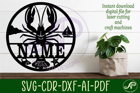 Lobster name sign svg laser SVG APInspireddesigns 