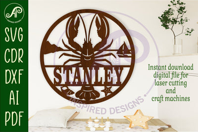 Lobster name sign svg laser SVG APInspireddesigns 