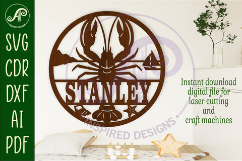 Lobster name sign svg laser SVG APInspireddesigns 