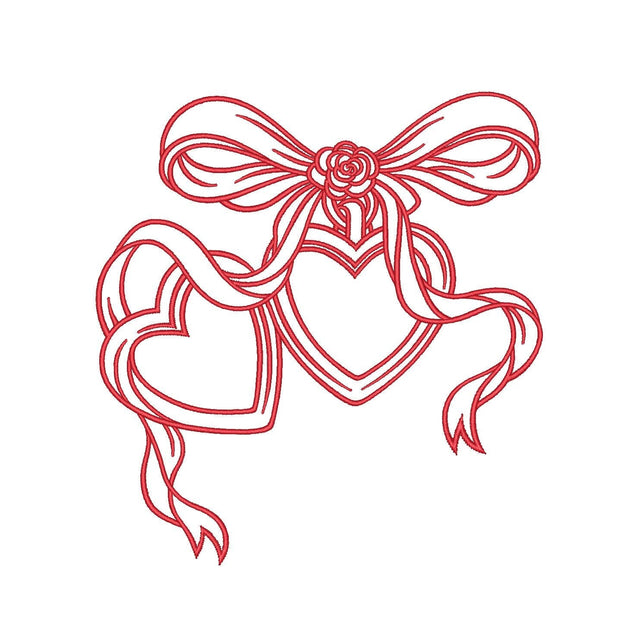 Locket Two Hearts with Bow Machine Embroidery Design, Love Embroidery File, 3 sizes, Instant Download Embroidery/Applique DESIGNS Nino Nadaraia 