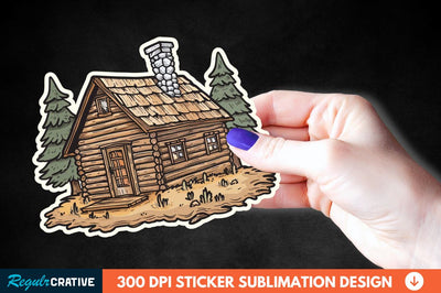 Log Cabin Sticker Clipart Sublimation Regulrcrative 