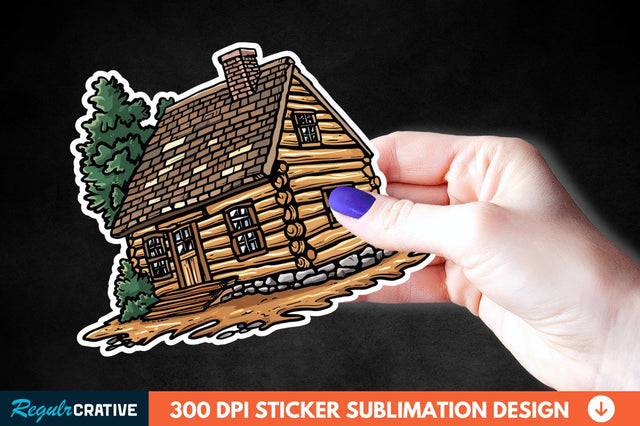 Log Cabin Sticker Clipart Sublimation Regulrcrative 