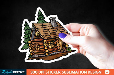 Log Cabin Sticker Clipart Sublimation Regulrcrative 