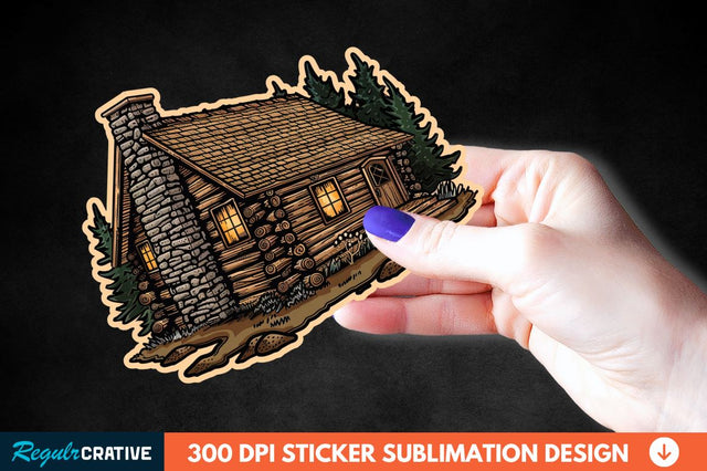 Log Cabin Sticker Clipart Sublimation Regulrcrative 