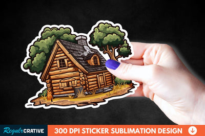 Log Cabin Sticker Clipart Sublimation Regulrcrative 