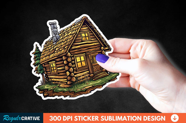 Log Cabin Sticker Clipart Sublimation Regulrcrative 