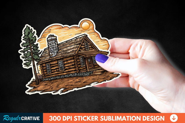 Log Cabin Sticker Clipart Sublimation Regulrcrative 